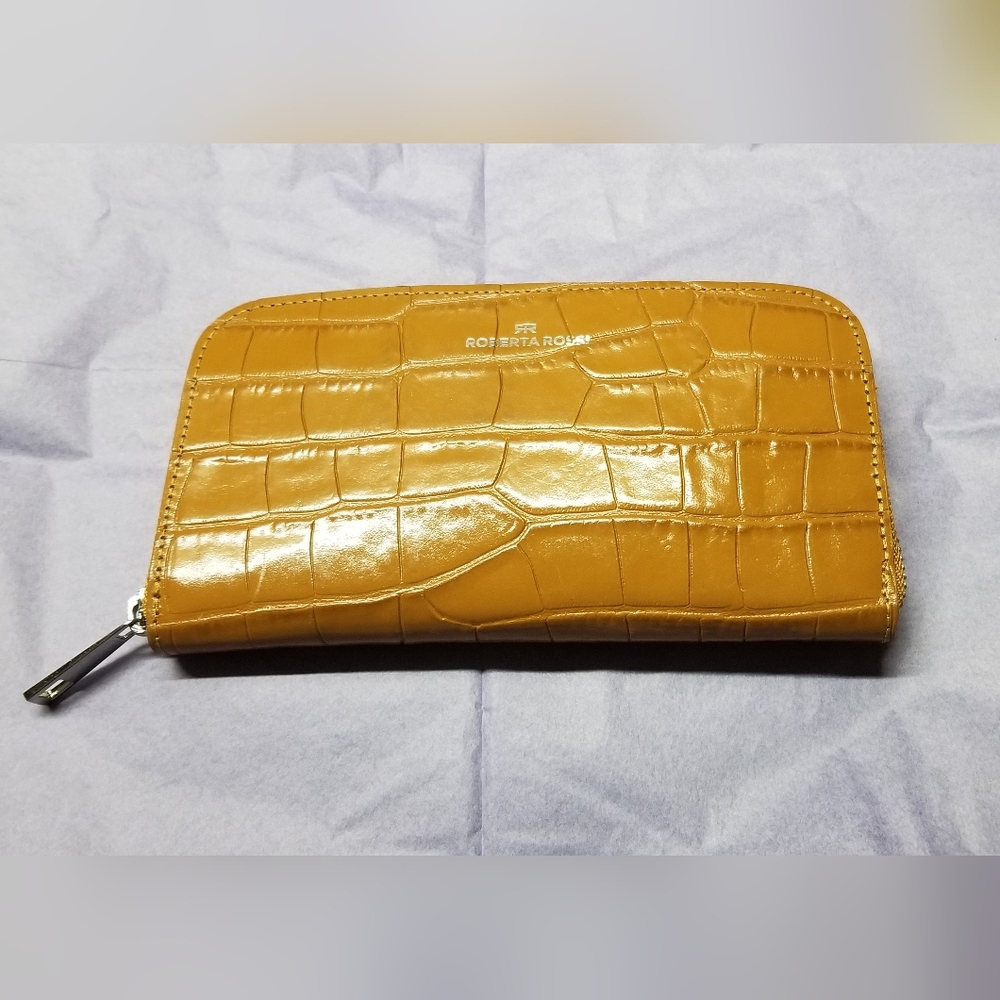 👙Roberta Rossi tortoise shell patterned genuine leather zipper wallet